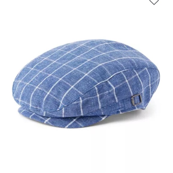 Janie and Jack tattersall linen blue newsboy cap size 4-5 - Picture 1 of 4